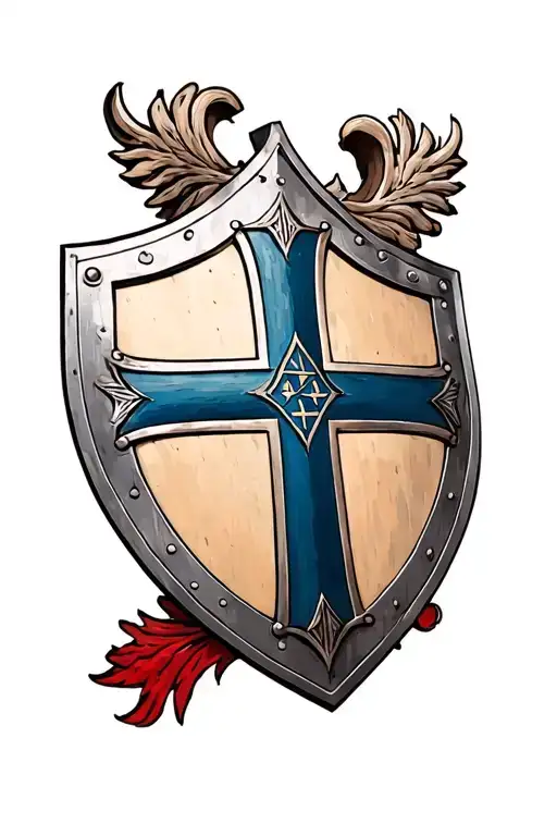 Crusaders Shield With Jerusalem Cross
