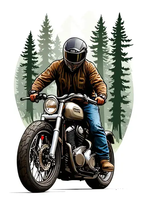 Motorcycle In A Forest