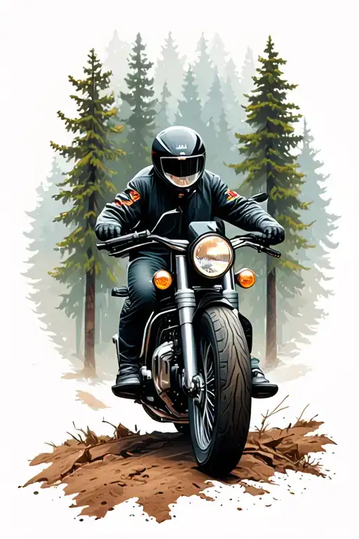 Small Motorcycle In A Big Forest