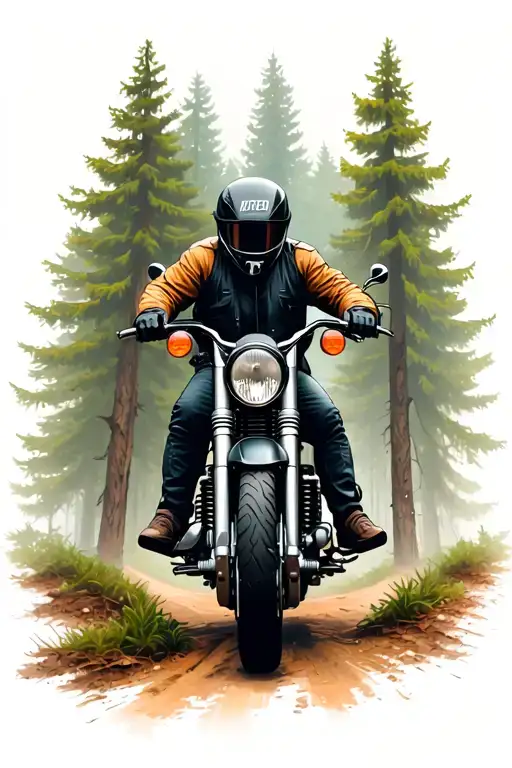 Small Motorcycle In A Big Forest