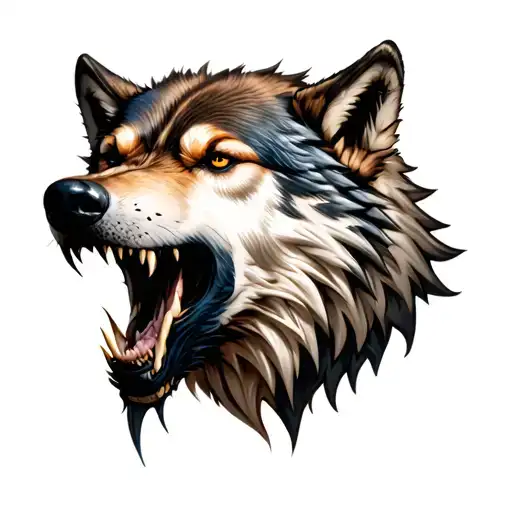 Snarling Wolf Head Neck