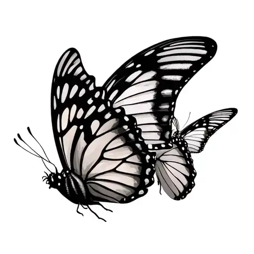 Two Butterflies Flying