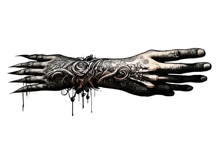 Hand Cut Cover Up Tattoo Design