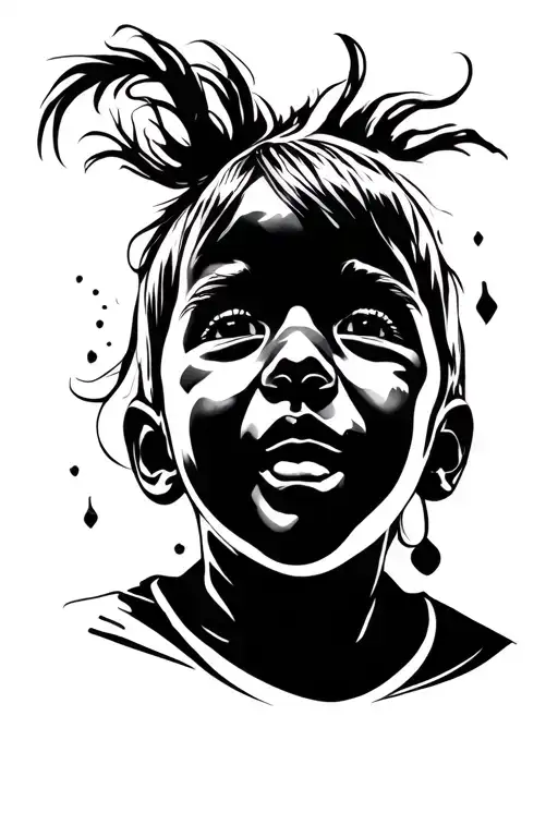 Child Face One Line Tattoo Design