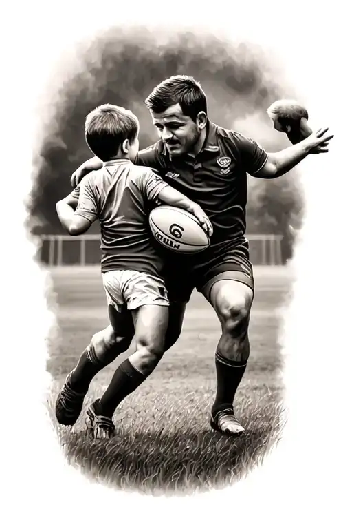 Memorial Tattoo For Dad Playing Rugby With Son