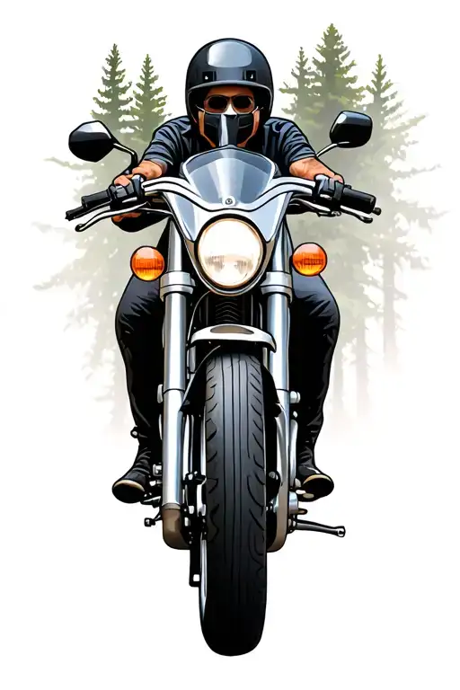 Motorcycle Berg Wald Weg Gegweiser