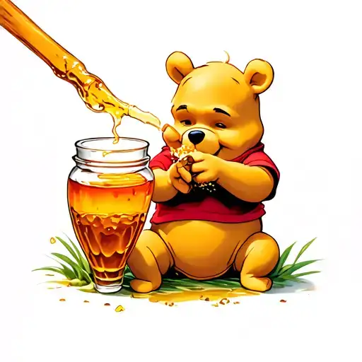 Winnie The Pooh Eating Honey