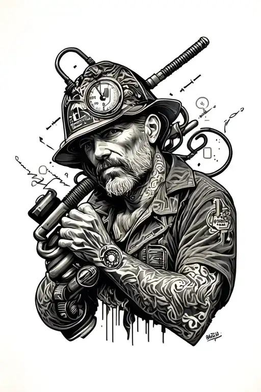 Electrician Themed Tattoo Featuring Intricate Patterns