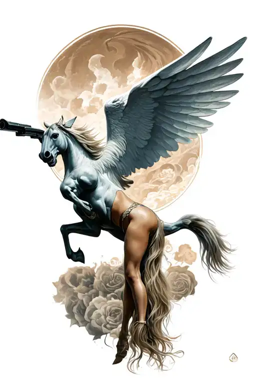 Pegasus With A Woman Shooting