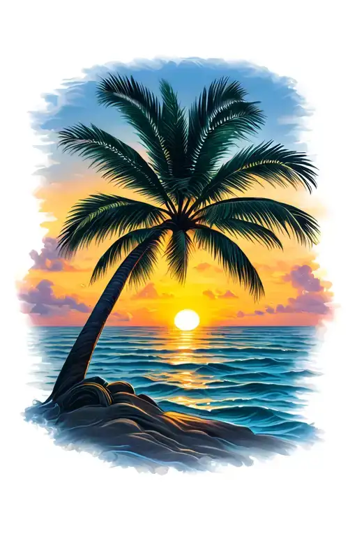 Palm Tree Sunset Scene