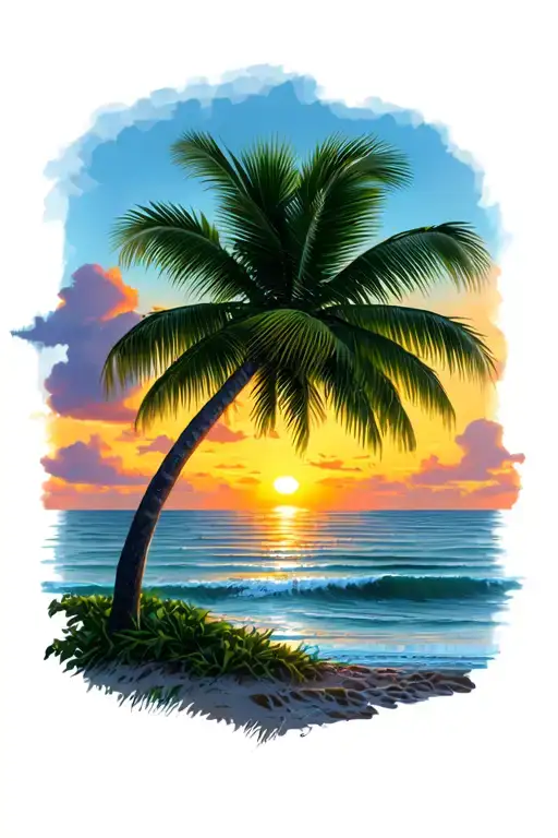 Palm Tree Sunset Scene