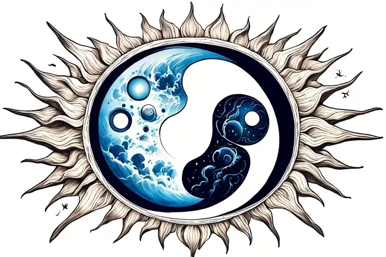 Sun Moon In Yin Yang In The Middle Of The Chest