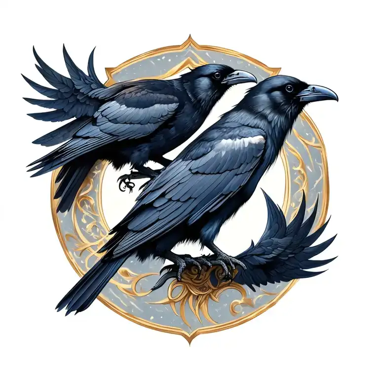 Odins Ravens Huginn And Muninn