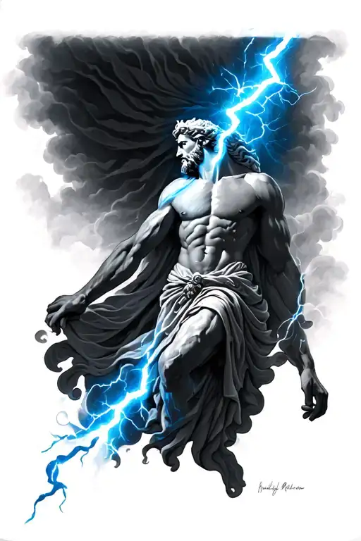 Zeus Holding A Lightning Bolt