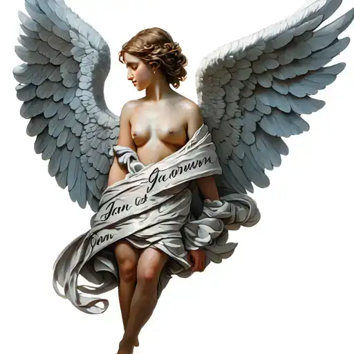 A Angel Wings Wrapped With Word Jan