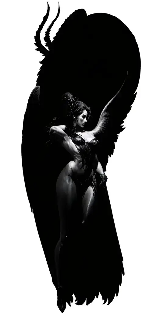 1 Sexy Female Angel In White Fighting 1 Sexy Female Demon In Black