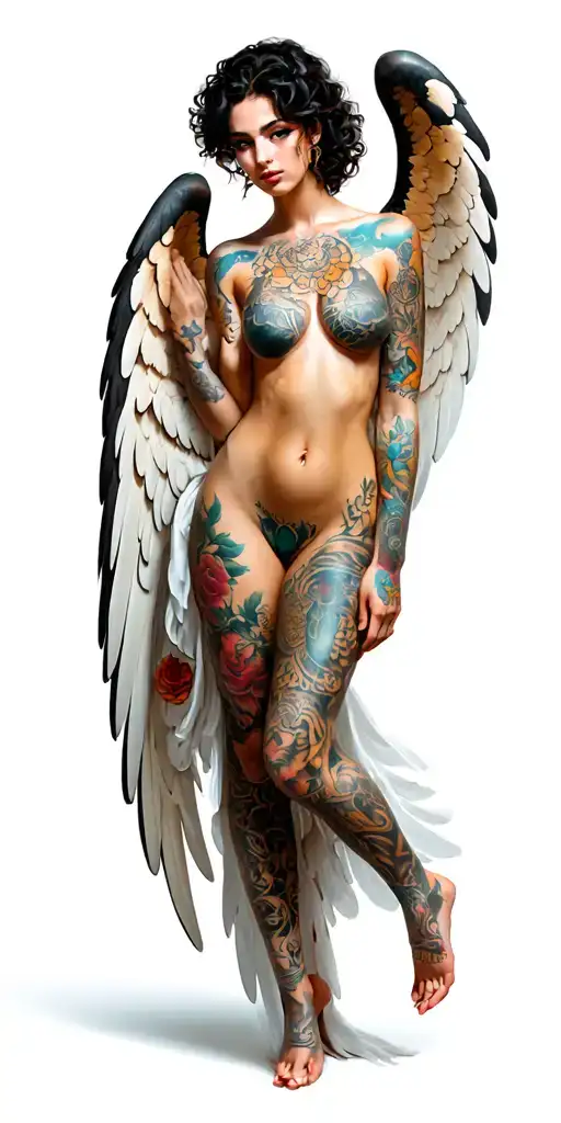 Tattooed Sexy Angel Full Body