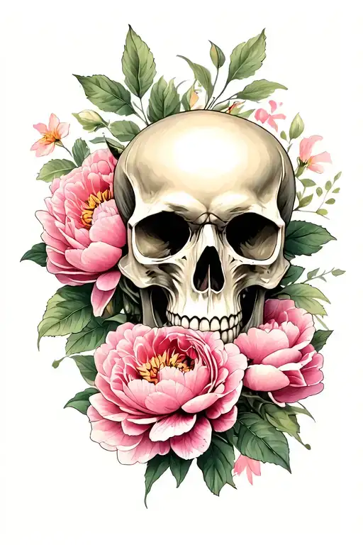 Skull And Peonies