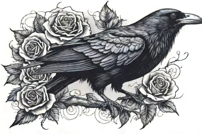 Angry Crow With Rose