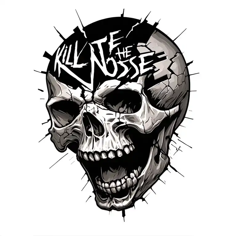 Screaming Skull Says Kill The Noise Cracked In It