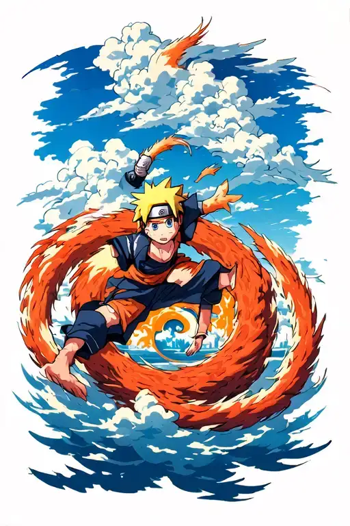 Naruto Curse Seal With Clouds Below With Kid Naruto And The Nine Tailed Fox Tattoo idea
