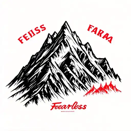 Mountain In Black With Word Fearless In Red