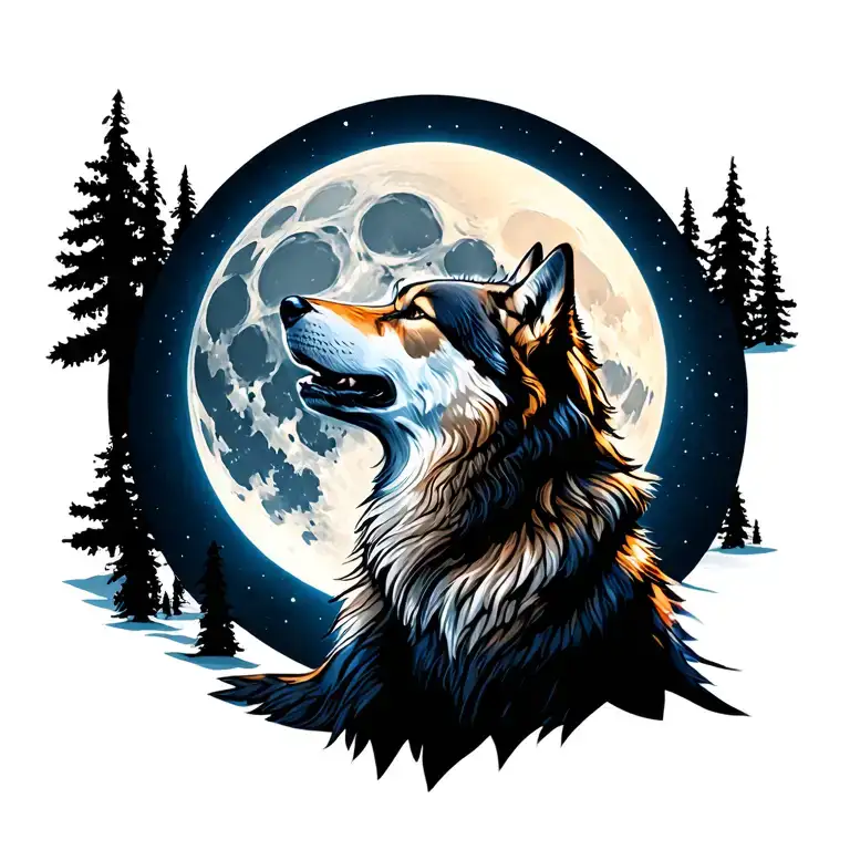 Lone Wolf Howling Moon
