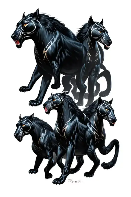 Black Panther With The Four Horsemen In A Full Body Peice