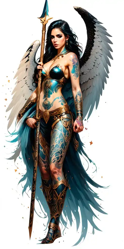 Fantasy Style Female Battle Angel Using A Spear
