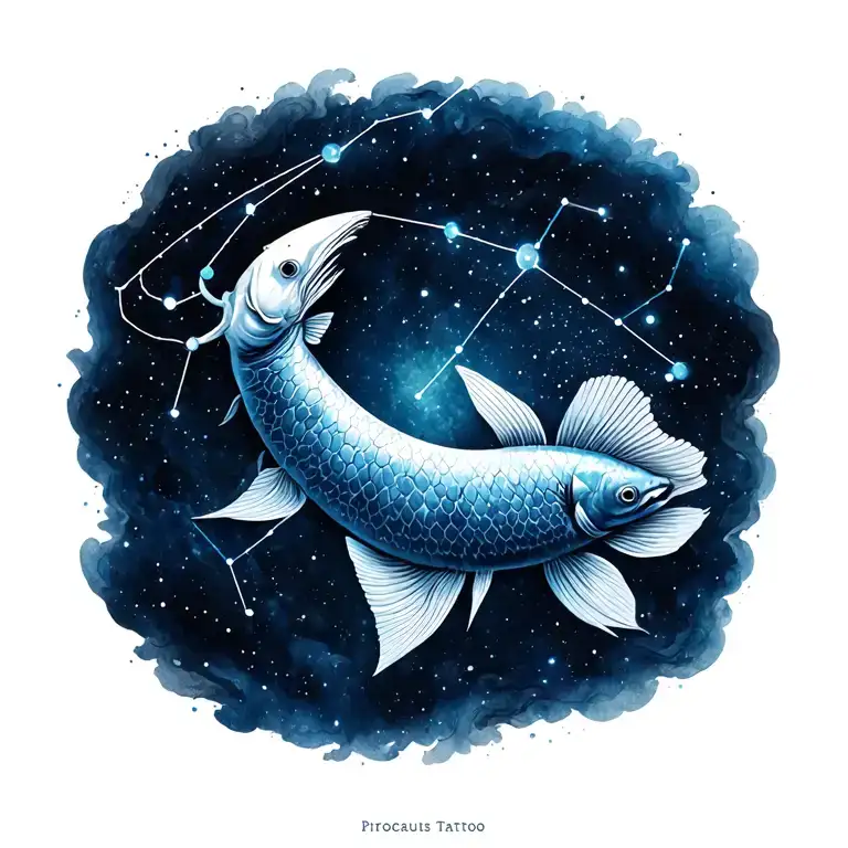 Pisces And Aquarius Constellation Formed Tattoo idea