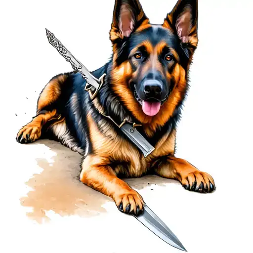 German Sheperd Dog Saber Color On The Outside Of The Hand