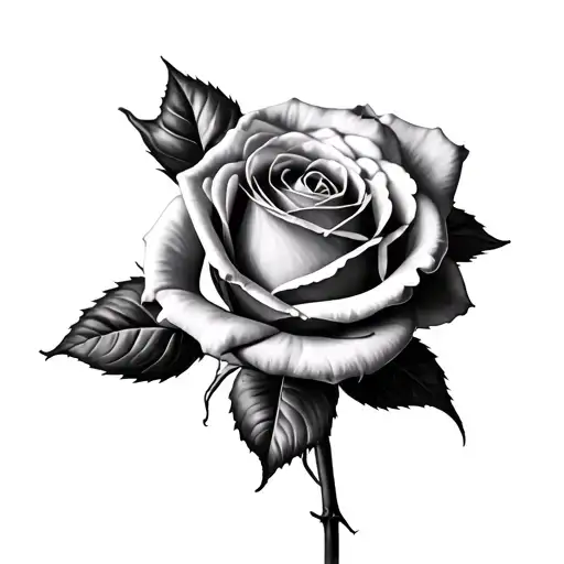 Black And Grey Smooth Shaded Rose With Names