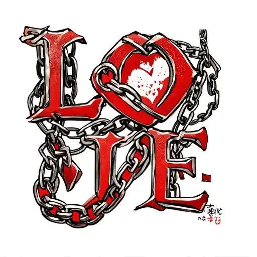 Gaara's Love Tattoo In Japanese Letters Wrapped With Kurapika's Judgement Chain From Hunter Hunter