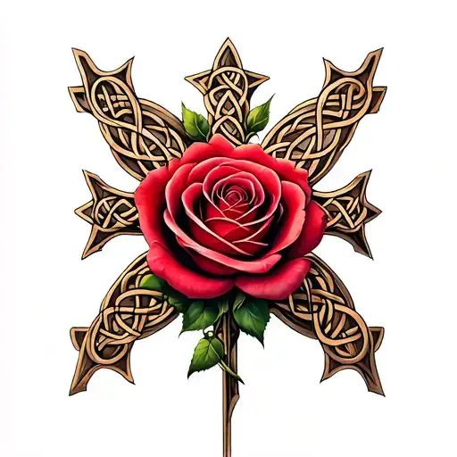 Celtic Cross With Rose In The Middle