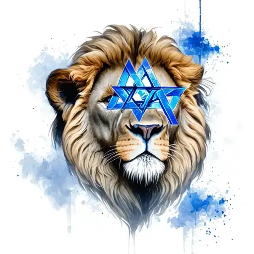 Lion With Blue Star Of David Inside 1 Eye