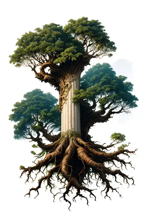 Ancient Pillar Like Roots Of Tree