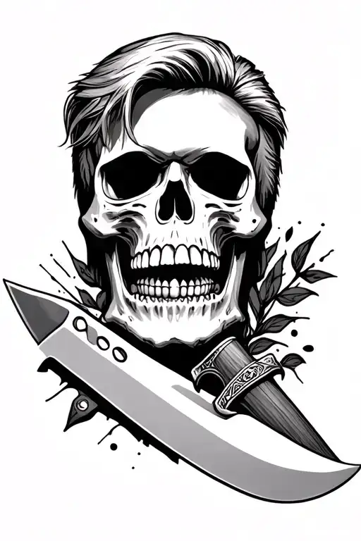 Skull And Bowie Knife