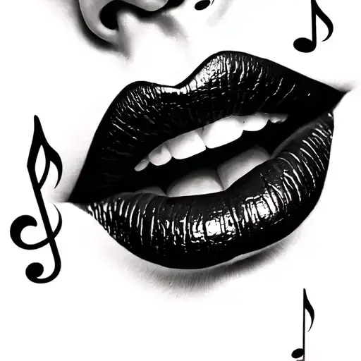 Lips With Music Notes In It Tattoo idea