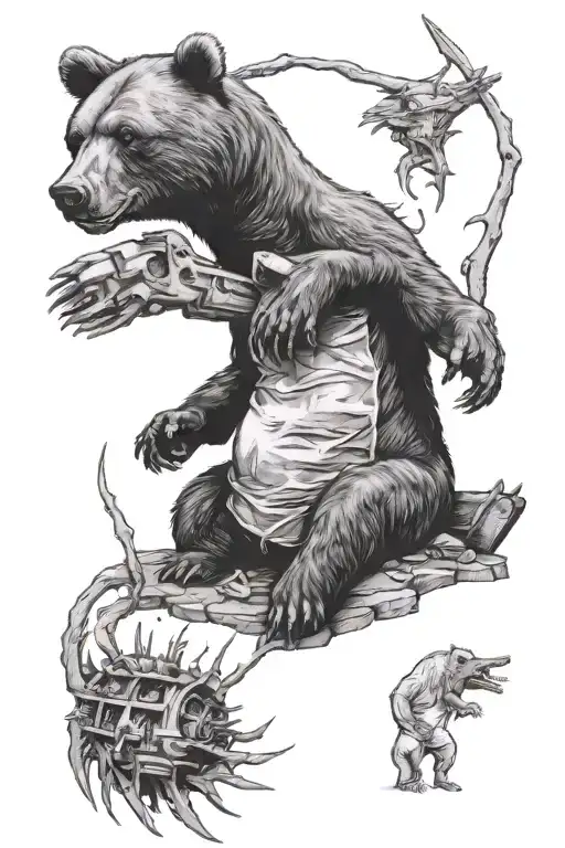 Rabid Bear Sitting And Holding A Nuke