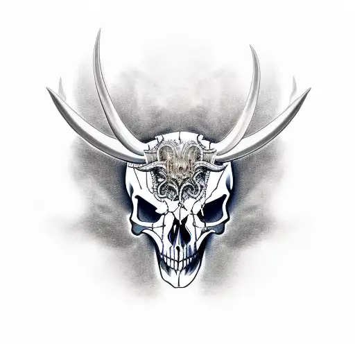 Flaming Bull Skull