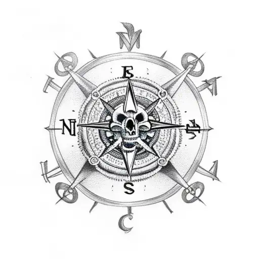 Raven With Skull And Compass