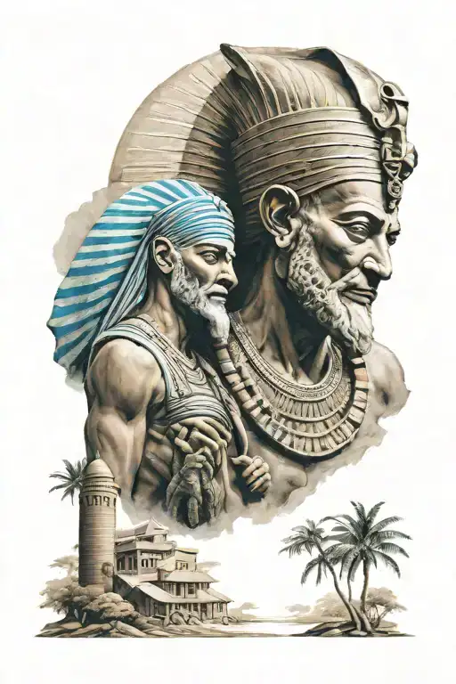 Color Sleeve Tattoo Of Ramses And Moses