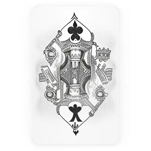 King Of Hearts Playing Card Bottom Half Decayed With Pistol And Tactical Gear