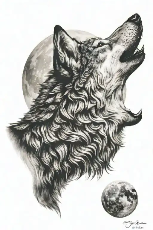 Barking Wolf Howling At The Moon