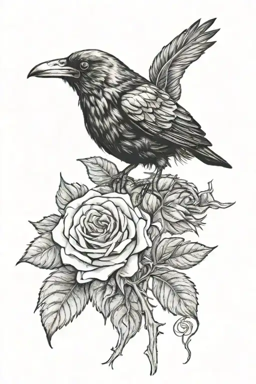 Crow With Rose