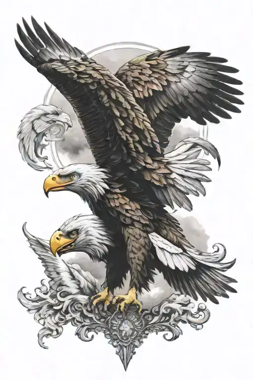 Lion And Eagle Flying Eagle