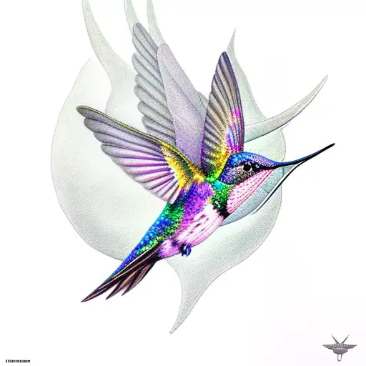 Hummingbird With Wings Spread