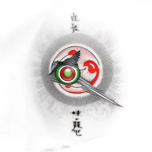 Itachi Uchiha's Mangekyou Sharingan With A Crow Perched On Top