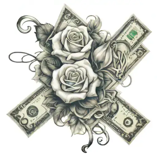 Rose And Money Dice Intertwined