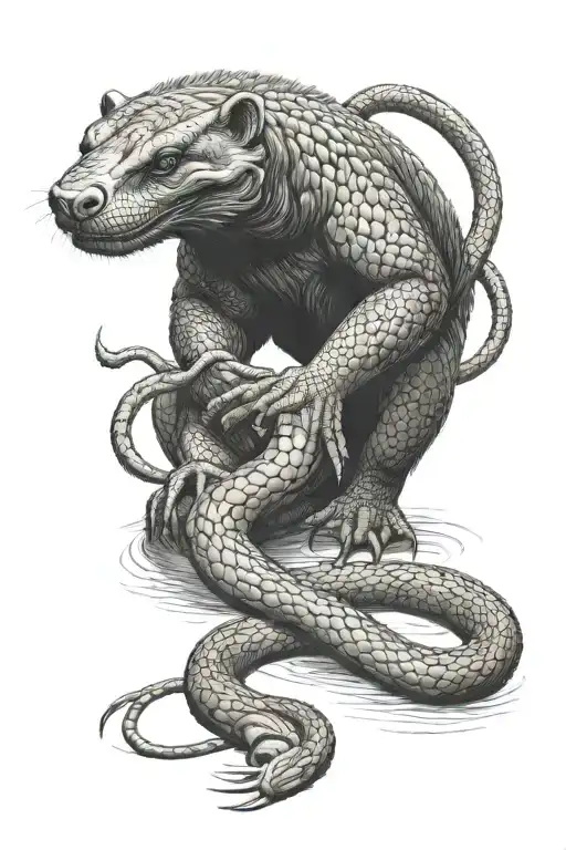 Honeybadger Dragging Cobra Snake